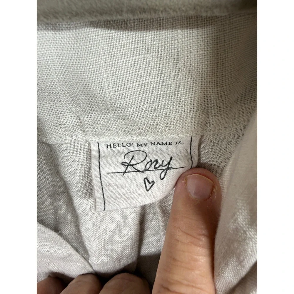 Frank & Eileen Rory Linen Maxi Shirt Dress Sand Beige Womens Small Long Sleeve